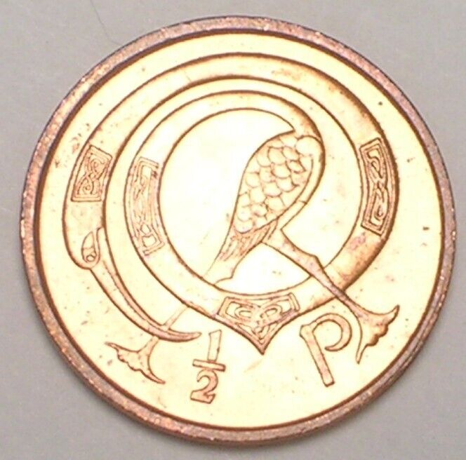 1971 Ireland Irish Half 1/2 Penny Stylized Bird Coin Xf+