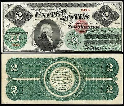 Nice Crisp Unc. 1862 U.s. $2.00 Greenback  Bank Copy Note! Read Description