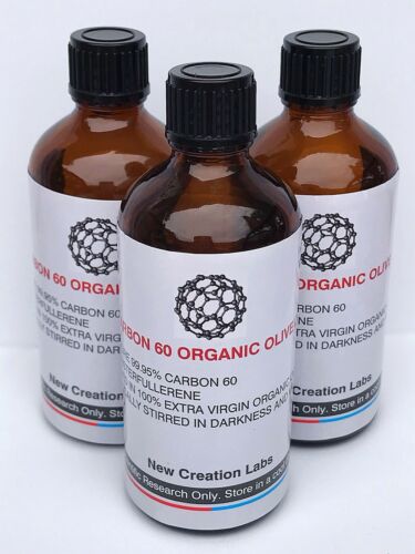 Buckminster Fullerene Carbon 60 In Organic Olive Oil 100ml Bottle 99.95% C60 Vod